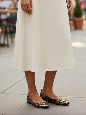 Chico's Cream Midi A-Line Skirt